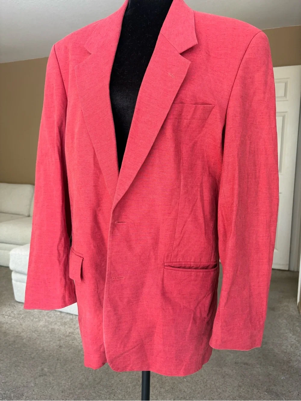 Debenhams Men's Coral Red cotton/linen/viscose Blazer - Classic Jacket